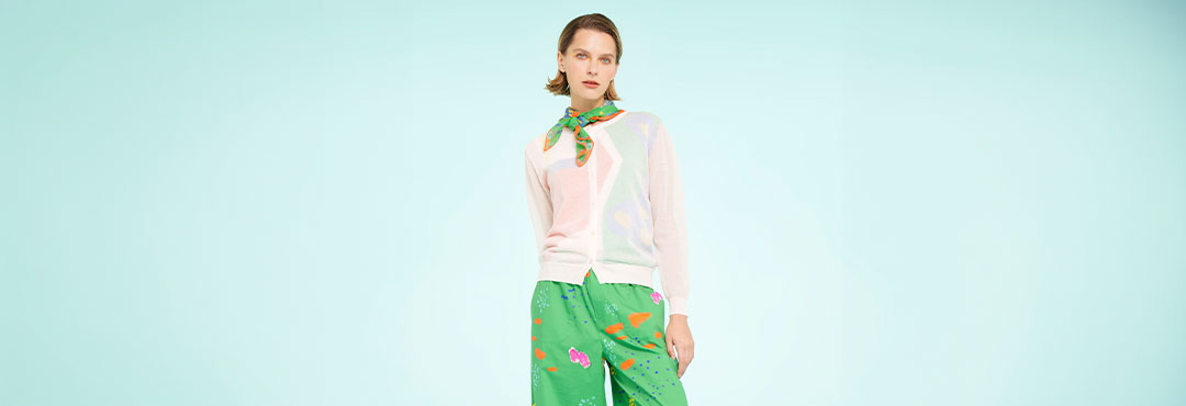 ヒロココシノ TRUNK ニット 長袖 クルーネック 総柄 トップス レディース 38サイズ ピンク系×ブラック系 HIROKO KOSHINO ヒロココシノ TRUNK ニット 長袖 クルーネック 総柄 トップス