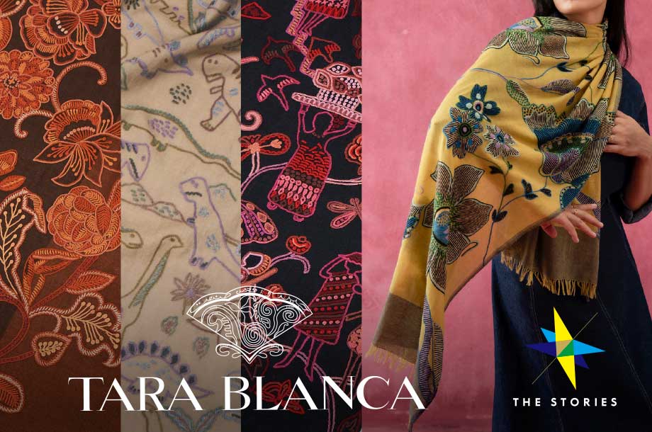 普段の装いをグレードアップする＜ターラ・ブランカ＞の手刺繡ストール